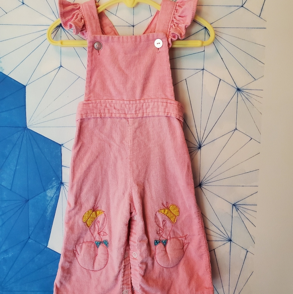 Vintage pink corduroy overalls